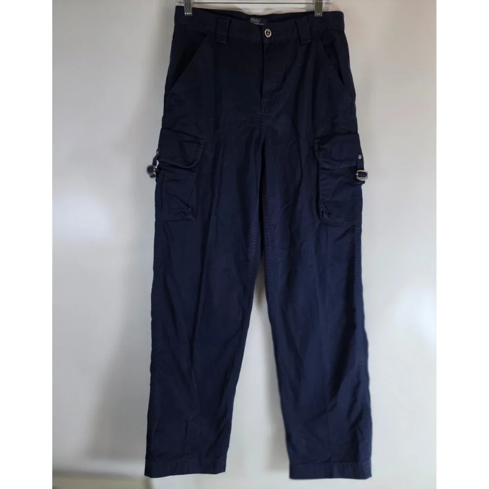 Polo Ralph Lauren Boys Cargo Pants Size 18 Navy Blue Utility Gorpcore Youth Kids